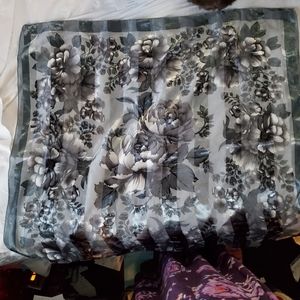 Gray and silver floral scarf